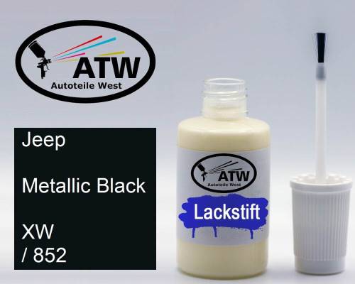 Jeep, Metallic Black, XW / 852: 20ml Lackstift, von ATW Autoteile West.